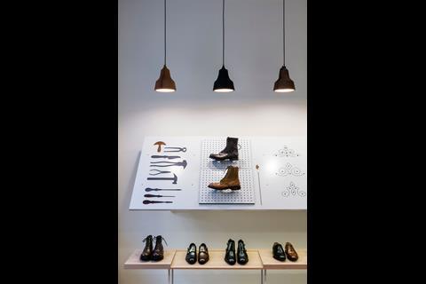 10 cheaney henrietta st drawing board displays with shoemakers tool cutouts and broguing